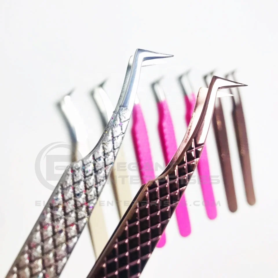 2021 г., русский объем, L-образный, розовое золото с алмазным захватом, пинцет для наращивания ресниц/нержавеющая сталь, все цвета в наличии