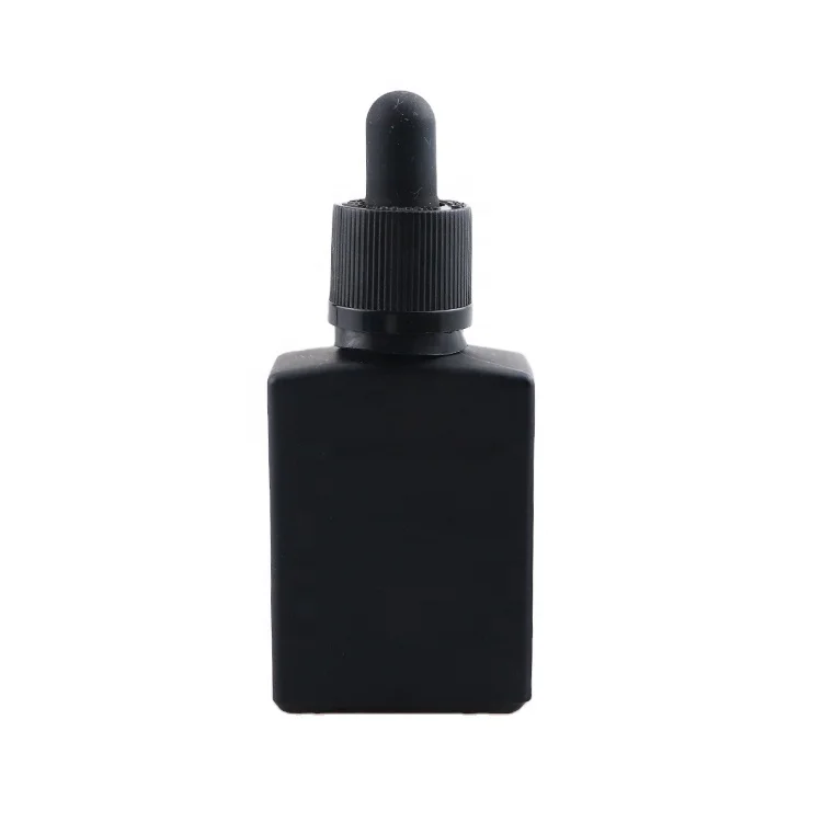 15ml 30ml 50ml 100ml matte black rectangle glass dropper bottles rectangular frosted black glass bottle