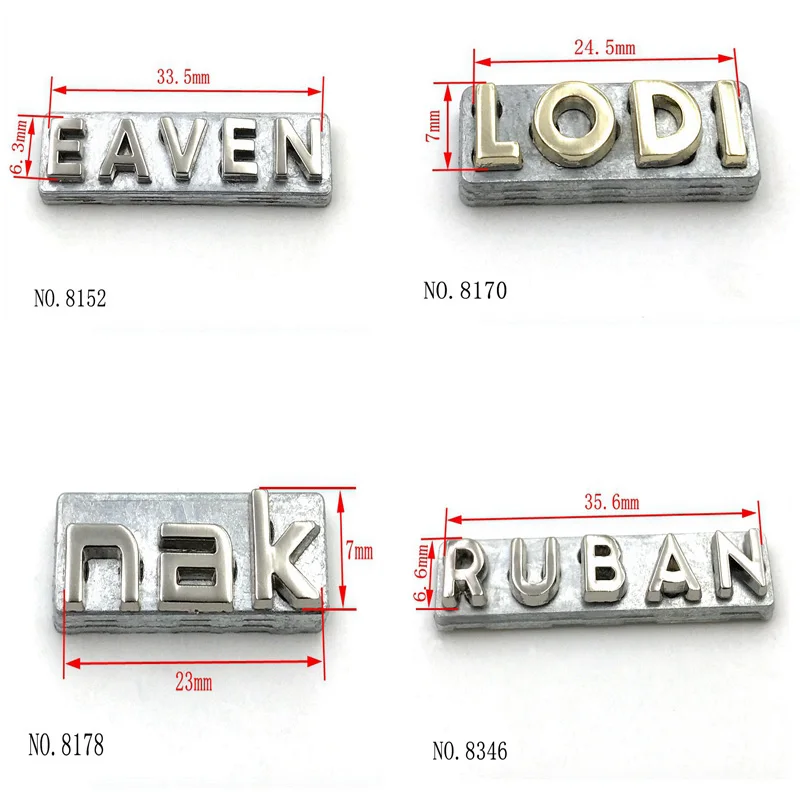 bag logo tag metal letters Custom alphabet metal logo for bags