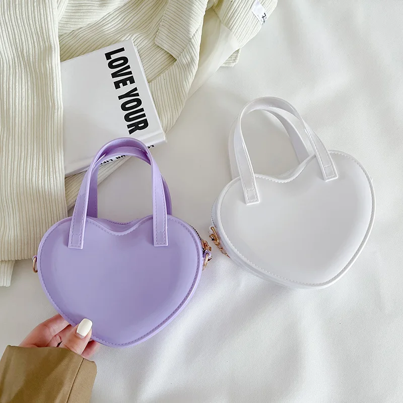 New Designer Custom Bag Women Cute Pvc Shoulder Crossbody Luxury Mini Heart Shaped Kid Handbags Little Girls Purse