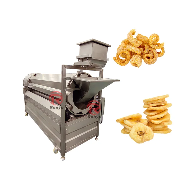Fully Automatic Continuous Snack Food Mixer Flavored Nuts Drum Seasoning Machine