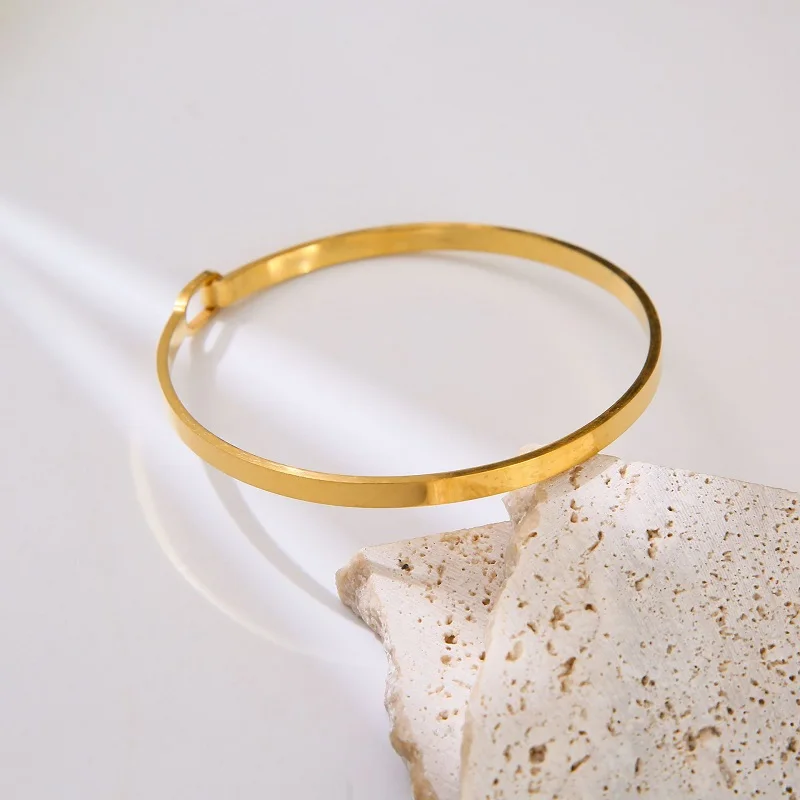 Open Armreif Armband Blank Flexible 4mm Women Custom Logo Engraving Jewelry Stainless Steel Bangles Bracelet