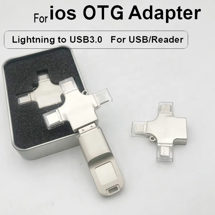 For ios/micro USB/Type C Adapter Lighting to USB3.0 Reader All in One Cardreader Not App Need 3 in one OTG Converter