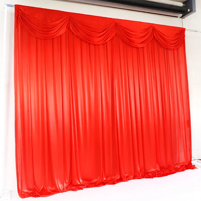 Luxury  Ruffled Ice Silk Designs Backdrop Curtains Drapes for Wedding Stage Event Party Decoration