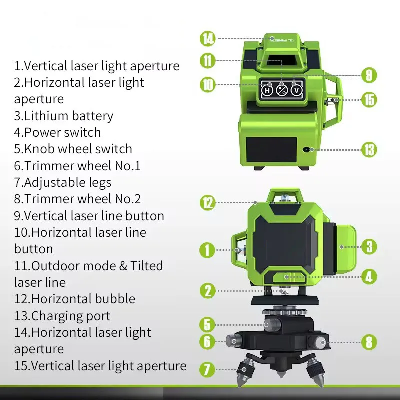 Professional 16 lines green beam laser level line laser level Hand Holding Instrument with internal battery
