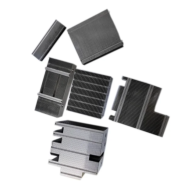 Hongyi customized thickness 0.3mm 0.4mm 0.5mm 0.6mm 0.8mm stamping cooler fin copper aluminum zipper folding fin for heatsink