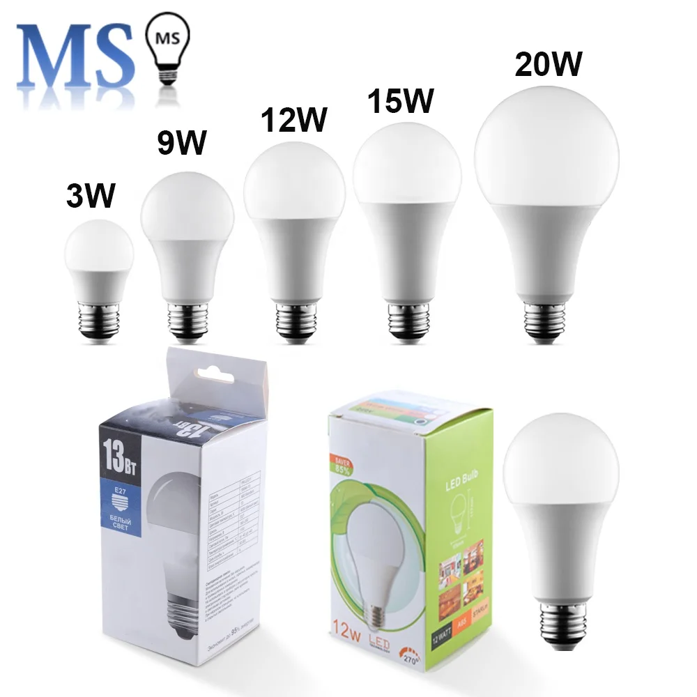 Factory Whole Sale E27 Aluminum 5w 7w 9w 12w 220v SMD3535 Chip Led A Shape Light Bulb For Living Room