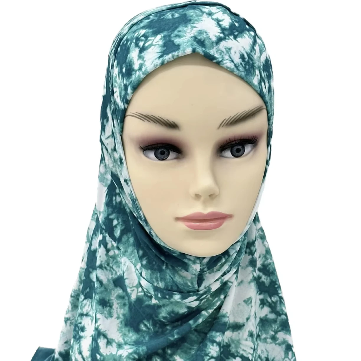 Factory Price Decorative Border Arabic Tie Dye Multi-color Ethnical Muslim Headscarfs Hijab For Women Outdoor Shopping Party