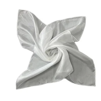 Custom Silk Pongee  Natural White Square Scarf Hand Hem Rolled for Painting