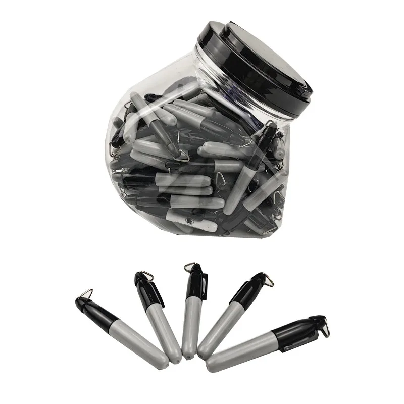 china manufacture coloured permanent industrial extra fine mini portable marker pen with hook in bulk on stainless steel