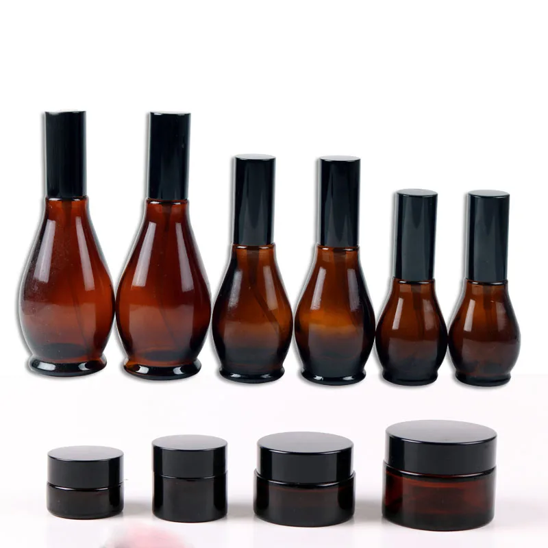 Avertan 10ml 30ml 50ml 100ml The gourd shape empty spray glass amber hydrolat  glass perfume bottle with spray