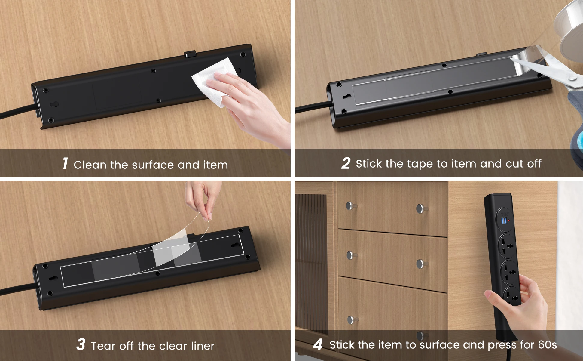 Popular Home Cleaning Waterproof PET Adhesive Tape Transparent NoTrace Reusable Pressure Sensitive Double Sided Tape Lengths