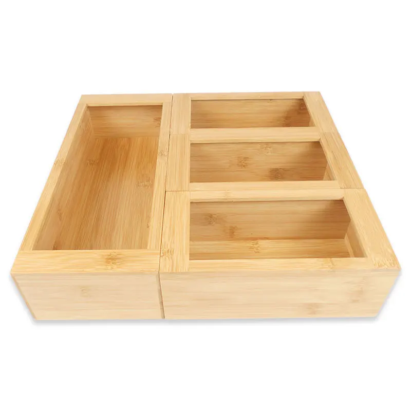 Compatible Food Storage Bag Ziplock Organizer Holders Bamboo Drawer Organizer Set Accessories Stackable For Home