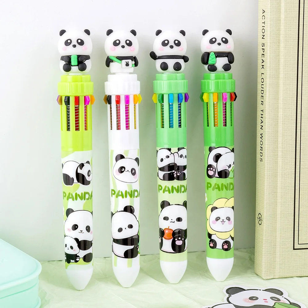 Promotional school gifts kids cartoon cute10 color ballpoint pens panda
