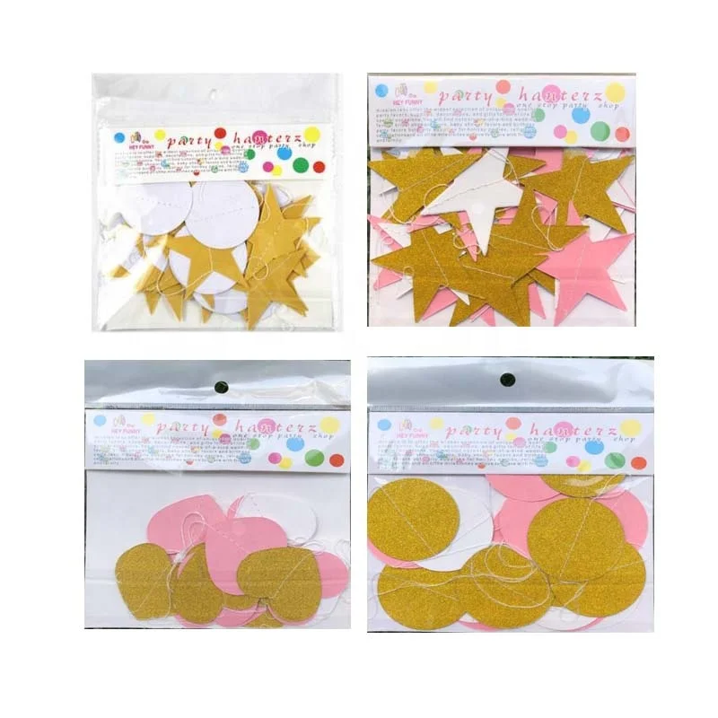 Rose Gold Baby Shower Decoration New Paper Bunting Banners Flags Kid Birthday Party Supplies