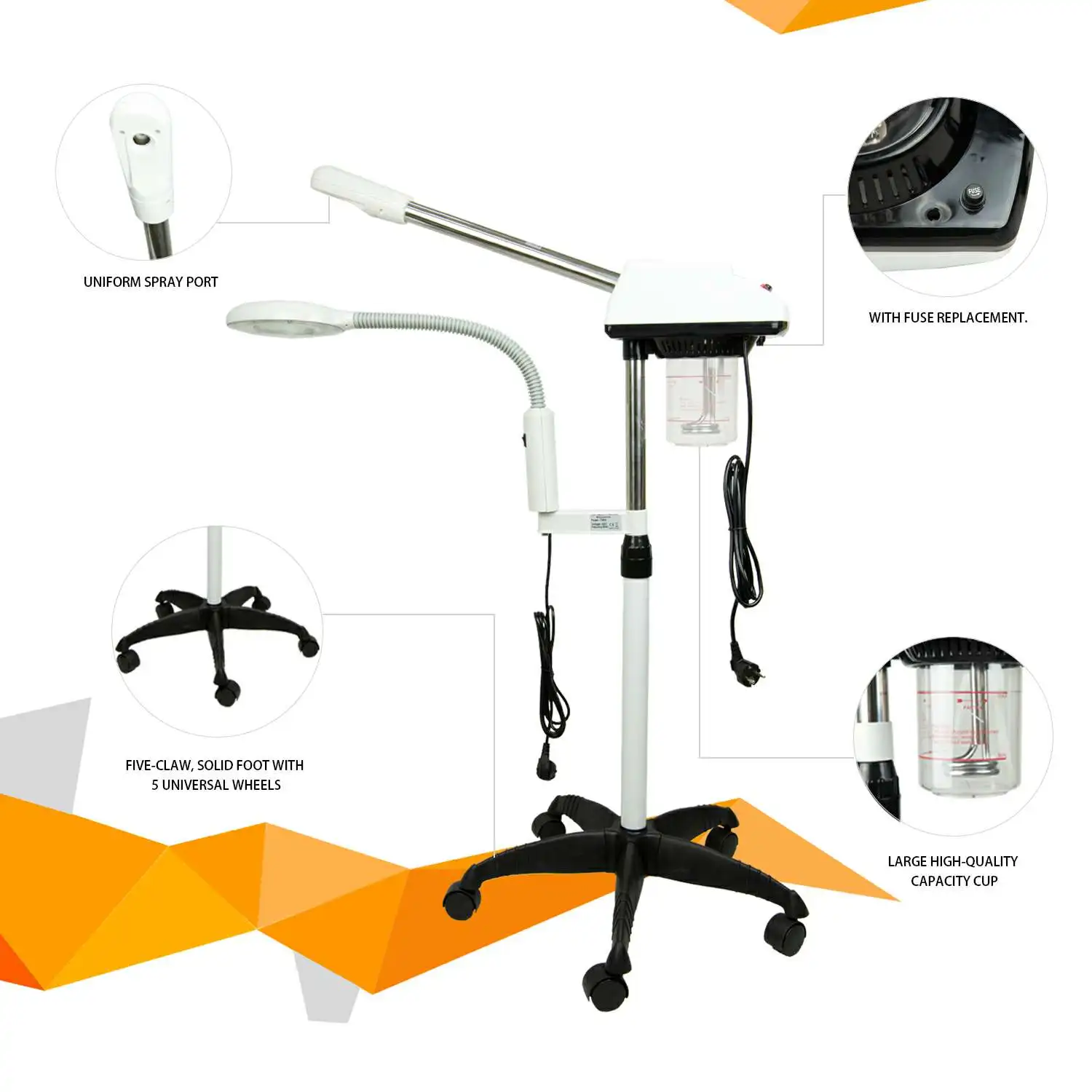 
Concise Home 2 IN 1 Home Spa Beauty Salon With LED 5X Magnifying Lamp Professional Stand Ozone Face Steamer Mist Nano Sprayer 