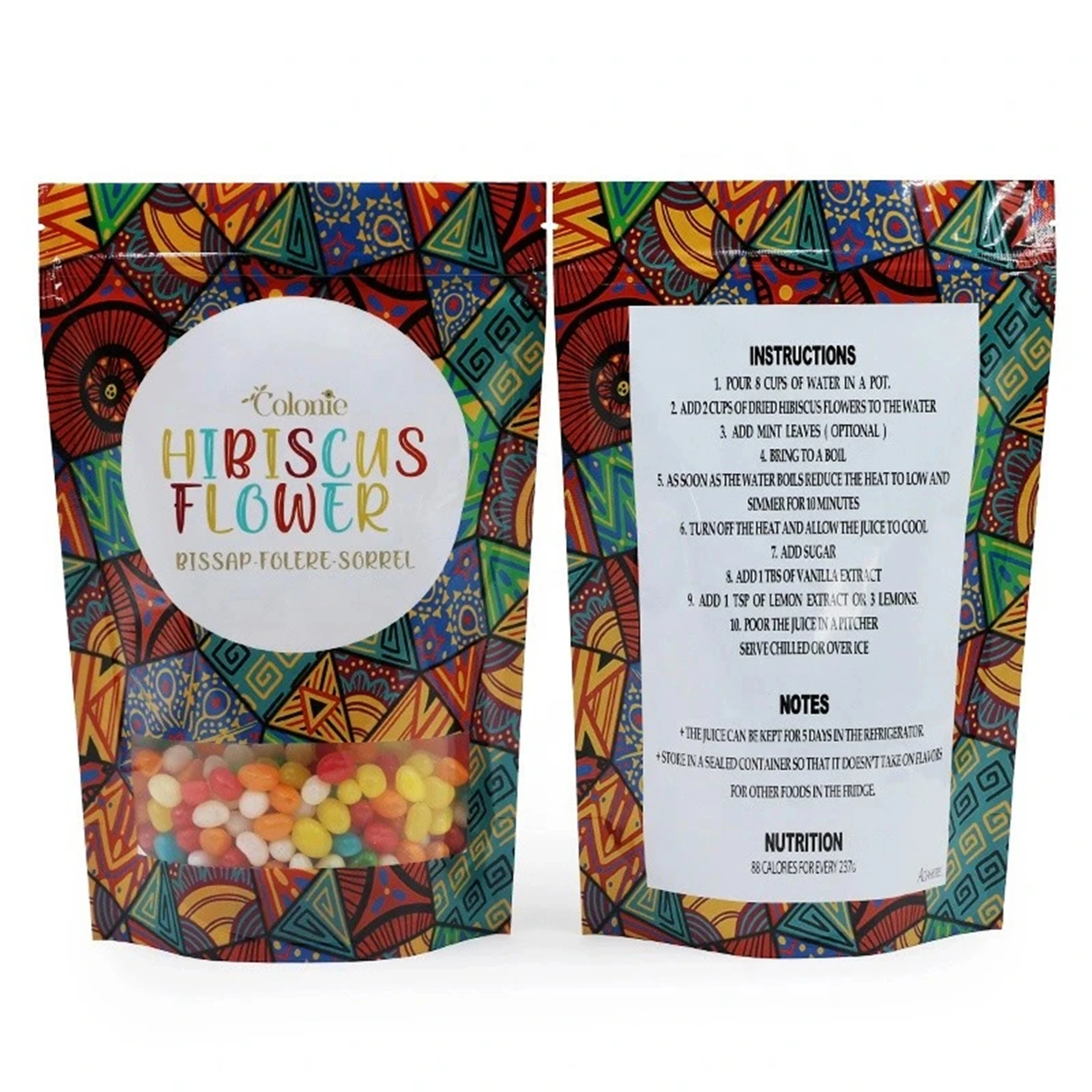 Stand Up Pouch  With Window Zip Closure Candy Biscuit Snack Packaging Bag Plastic Packaging Sealable Bag