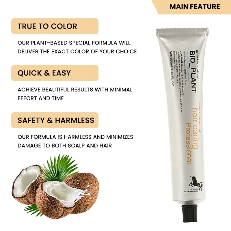 Salon products Private Label Organic Salon Professional BIO PLANT Purple Hair Color Cream Low Ammonia Permanent Hair Dye