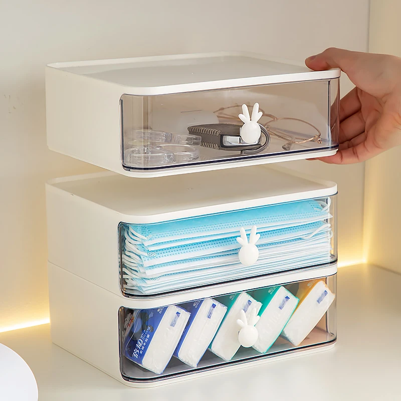 2023 New Design Cute Rabbit Pull Out Type Entrance Storage Cabinet Multifunctional Sundries Desktop Drawer Box