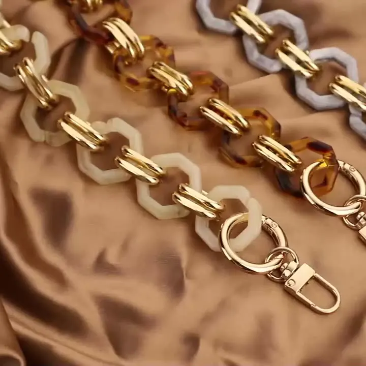 Chunky Bag Chain Handbag Chain Retro Bag Strap Decoration Marble Printed Acrylic Bag Chain