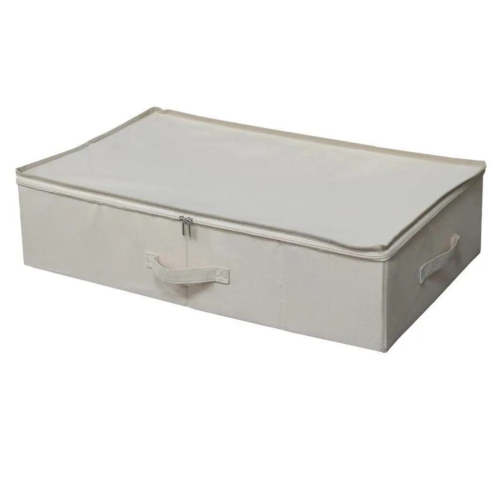 QN-0103  Custom logo large cotton and linen collapsible washed under bed storage organiser bag for quilt toys blankets towels