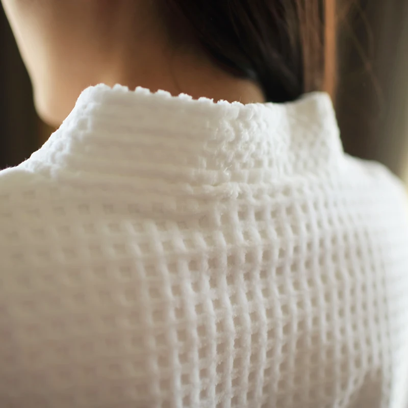 Женский роскошный банный халат большого размера вафельное жаккардовое кимоно с вышитым воротником однотонное дышащее