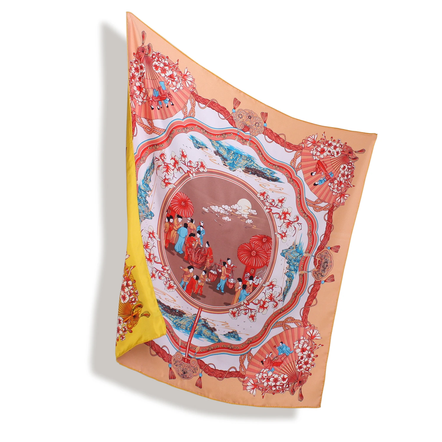 Exquisite Workmanship 16MM 90*90 Large Real Silk Scarf Clear Texture Digital Printing Colorful Square Silk Head Scarves For Gift