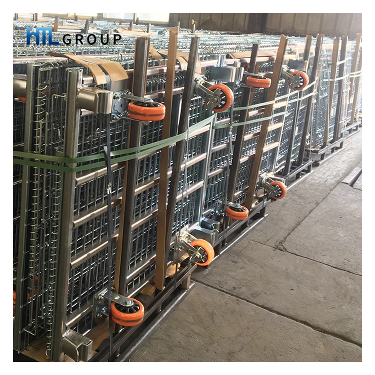 Galvanized warehouse mining industry durable metal mesh container on wheels