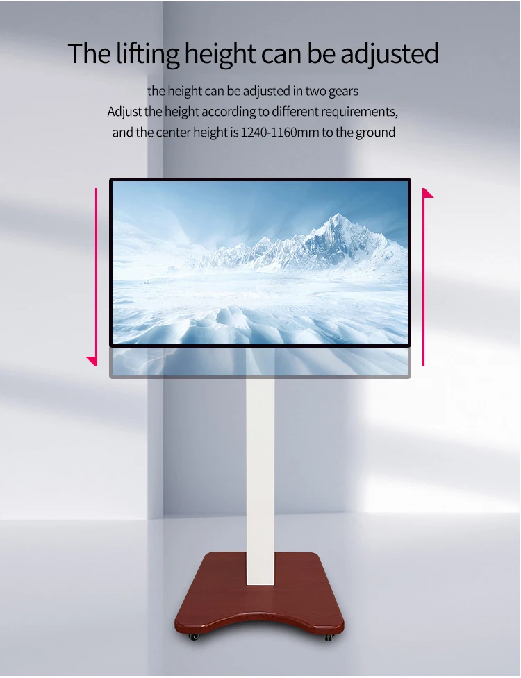 Versatile TV Stand Compact Steel Height Adjustable Mobile TV Mount Cart Live Broad Cast AV Shelf