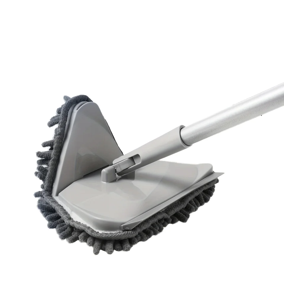 Custom Eco-Friendly Reusable Triangle Wall Cleaning Mop 6 Replaceable Pads and Extensible Steel Pole for Floor Usage