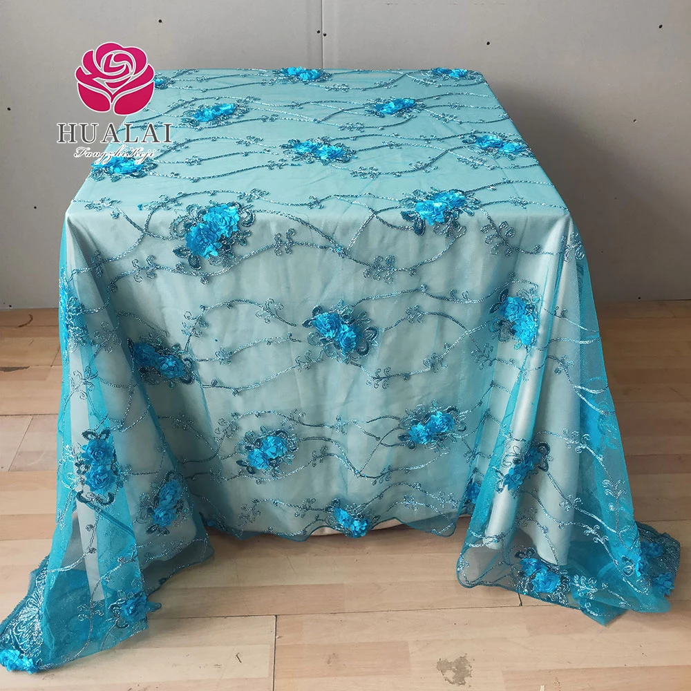 FABRIC MADE IN CHINA RECTANGLE BLUE wedding decoration embroidery table cloth chair covers for couple table
