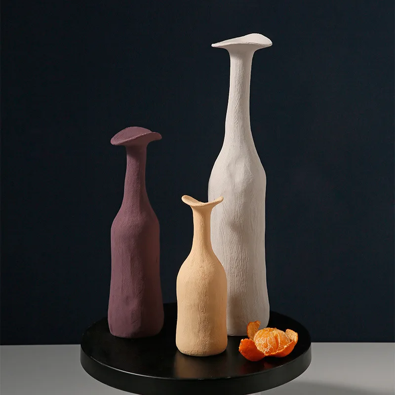 Скандинавская винная бутылка Morandi Керамические роскошные цветочные вазы креативная Минималистичная однотонная ваза современного дизайна для