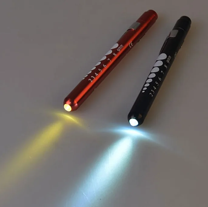 Doctors Nurse Aluminum Alloy Pen Torch Examination Penlight Pupil Gauge Medical LED Pen Light