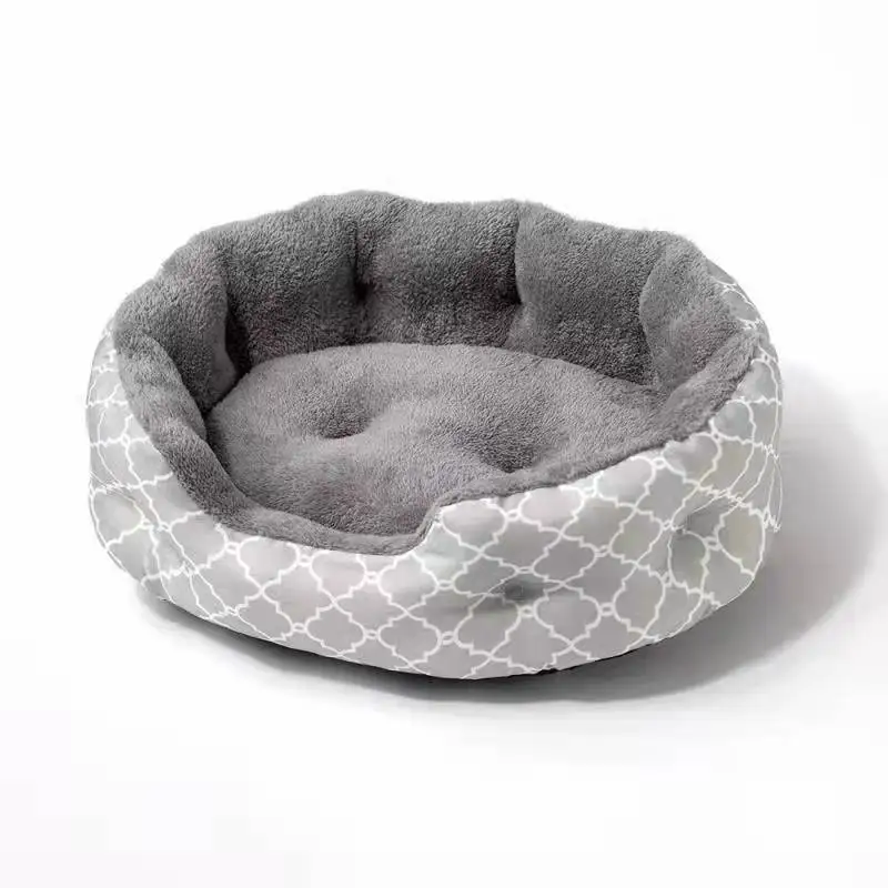 Oxford Cloth Material Pet Dog Sofa Bed With Fur Liner Removable And Washable Dog Cat square kennel non-slip bottom Nest