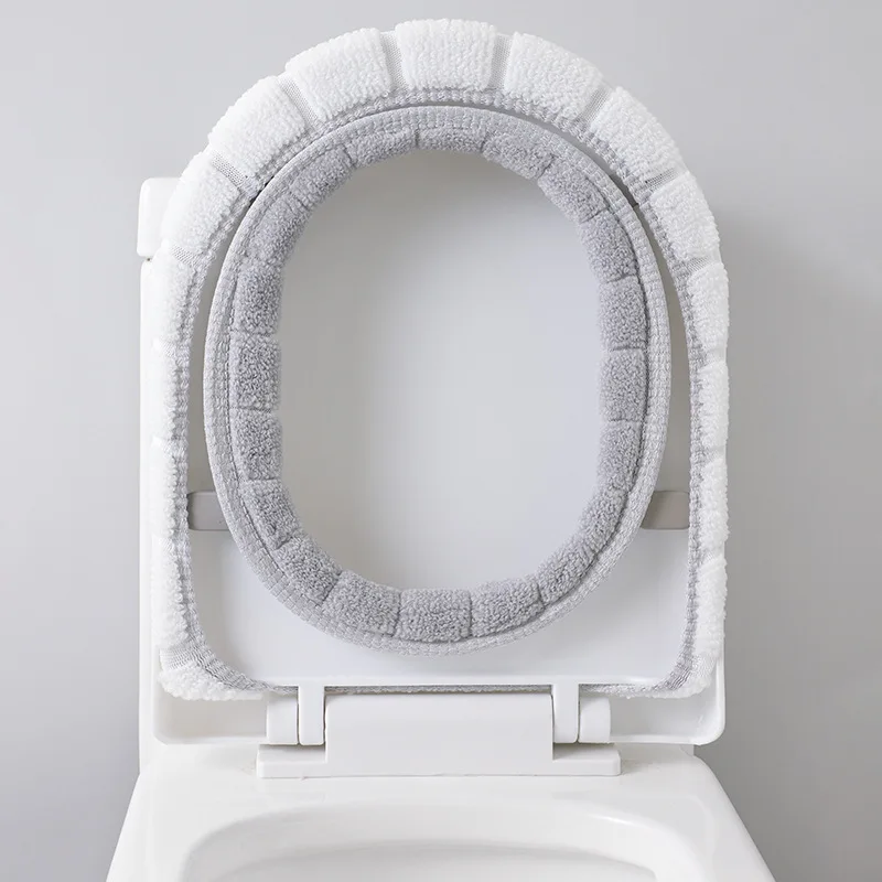 Soft Warmer Toilet Seat Cushion Cover Stretchable Washable Fiber Cloth Easy Installation Comfortable Toilet Lid Seat Cover