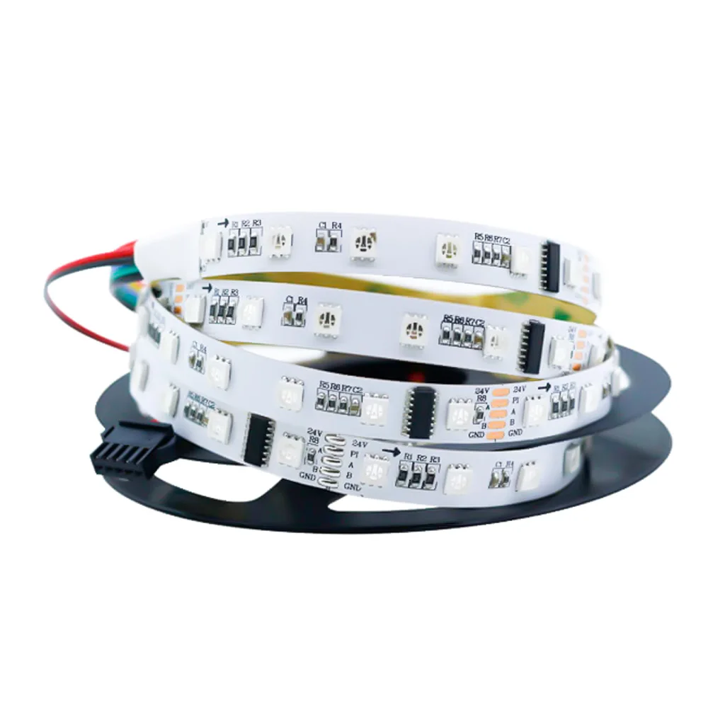 DMX512 DC24V/12V Адресуемая 5050RGB Светодиодная лента 60 светодиодов/м черная PCB цифровая передача точки останова