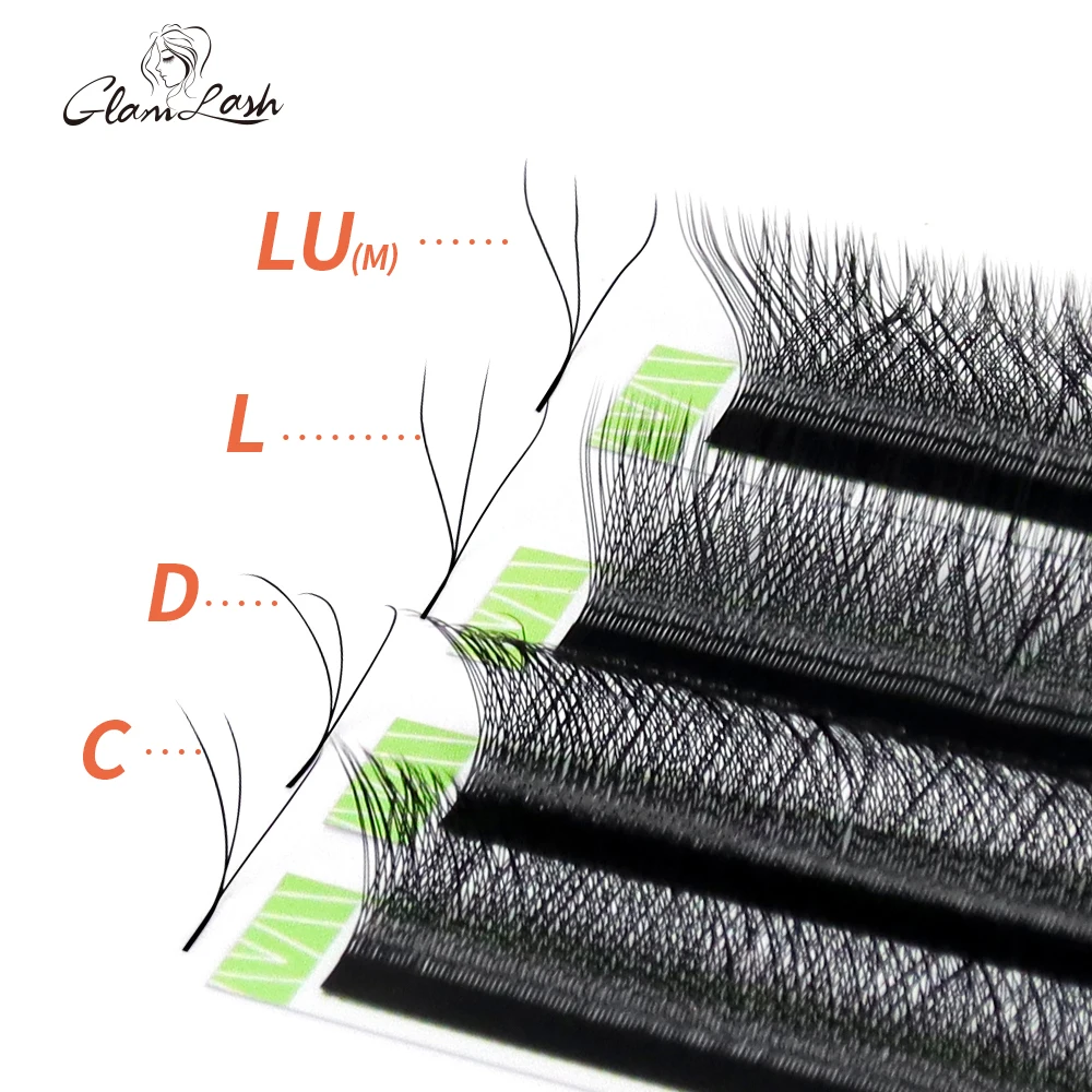 GLAMLASH custom 3d clover w shape c d curl pre made eyelash extension natural w eyelashes for private label