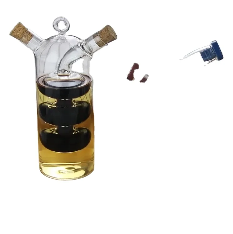 2-in-1 Double layer sauce oil vinegar condiment seasoning sealed glass bottle kitchen glass storage bottles jars