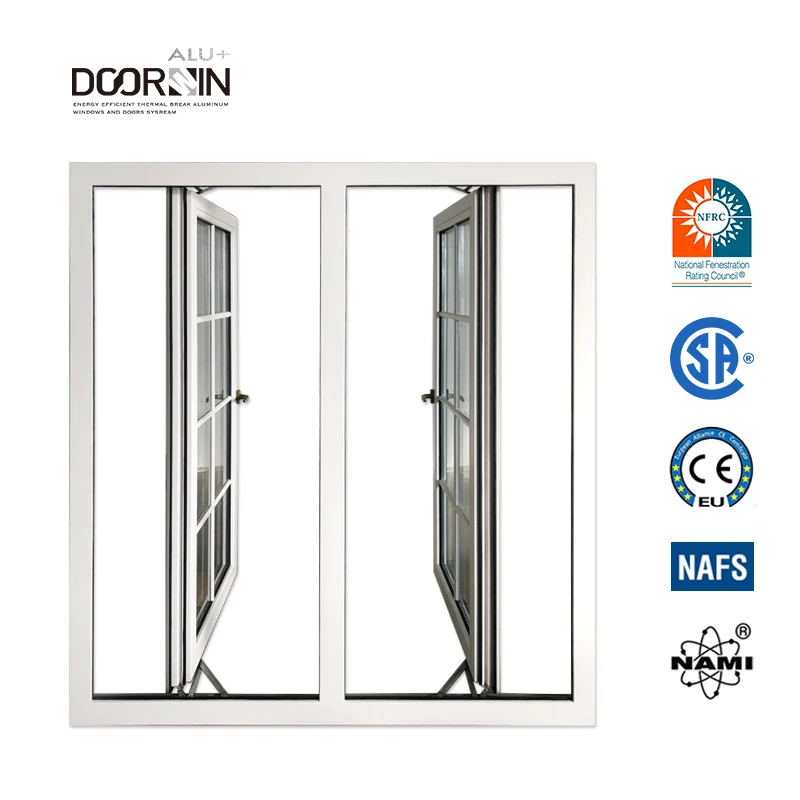 AS2047 High Quality Aluminum Windows Grill Design Hurricane Impact Theft Proof White Aluminum Casement Windows