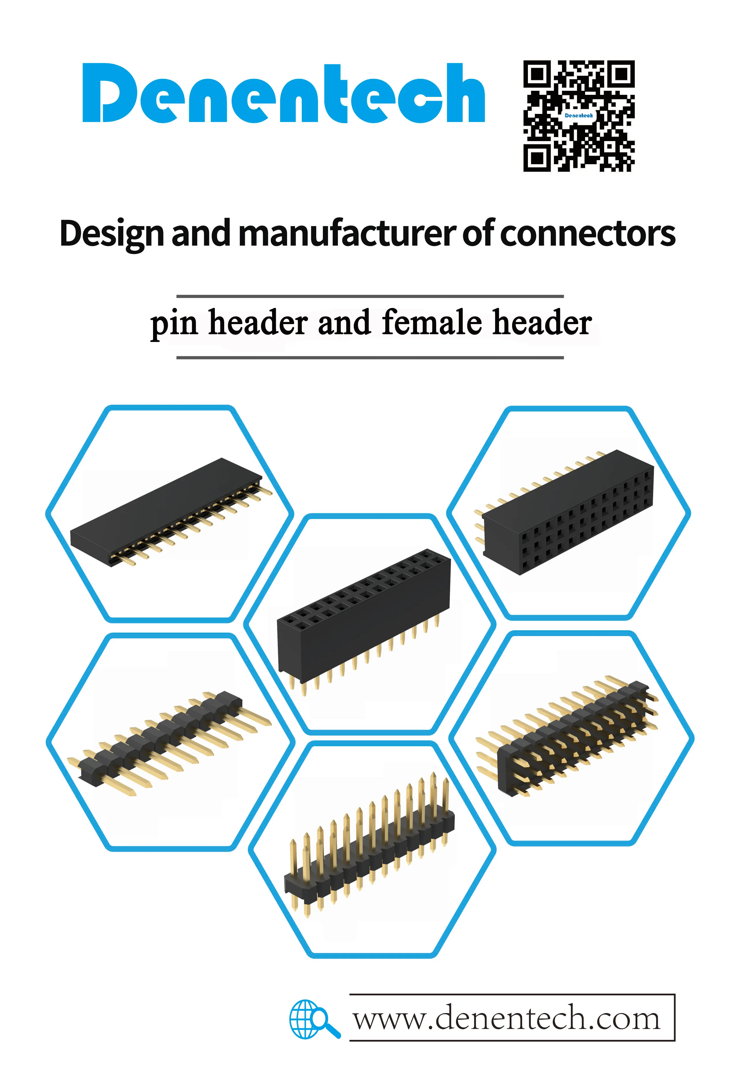 Custom pin box header Dual row straight pin header Connector 2.54mm Pin header for PCB Board