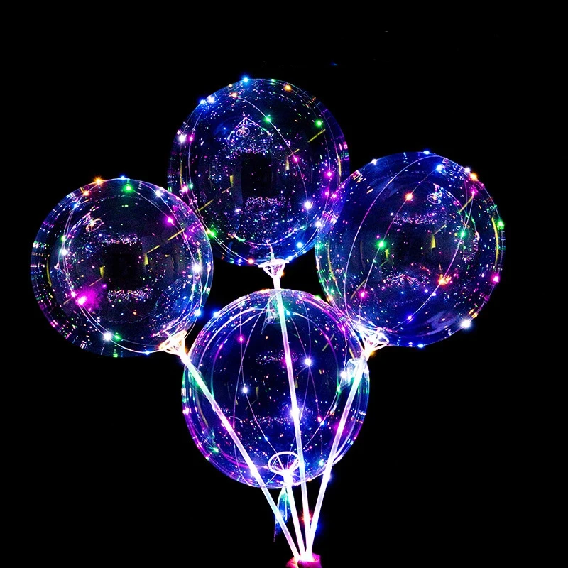 20 Inch Christmas Led BalloonsTransparent BoBo ballon lights flashing led helium balloons for Decorations