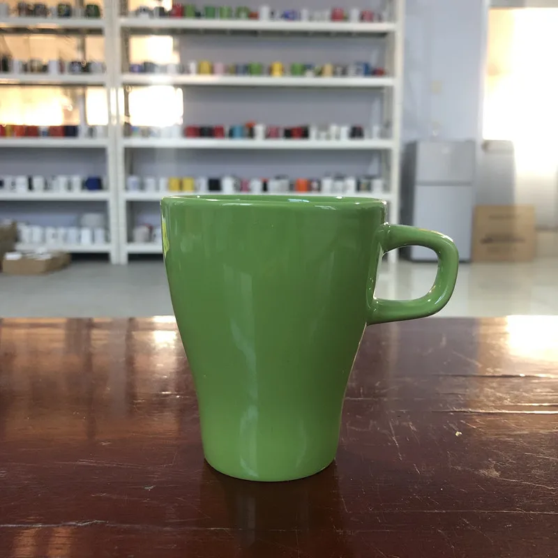 Wholesale Customized 10 oz coffee protection color gaze ceramic mug with mini cube handle