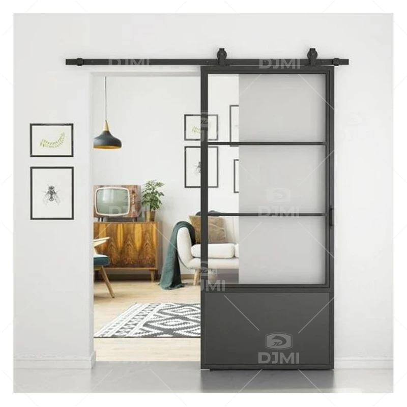 China Top Manufacturer Custom Made High Quality Mirror Barn Door Room Interior Sliding Mirror Door With Side Lights