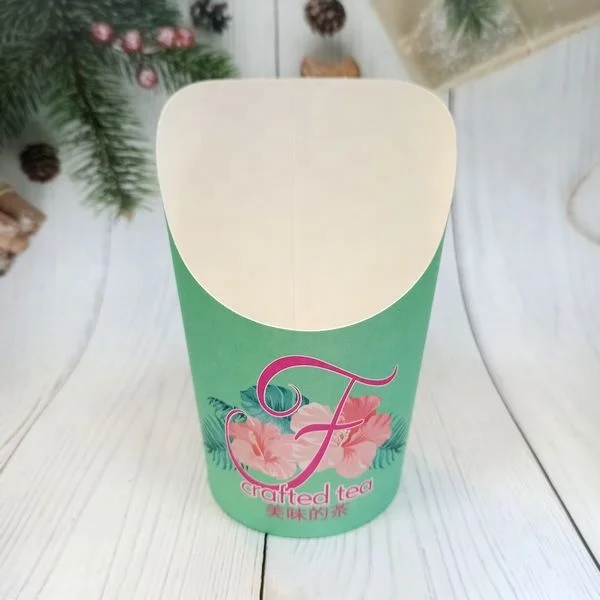 14oz Disposable French Fries Cups, Appetizer Snack Cups with Bamboo Cocktail Picks Set