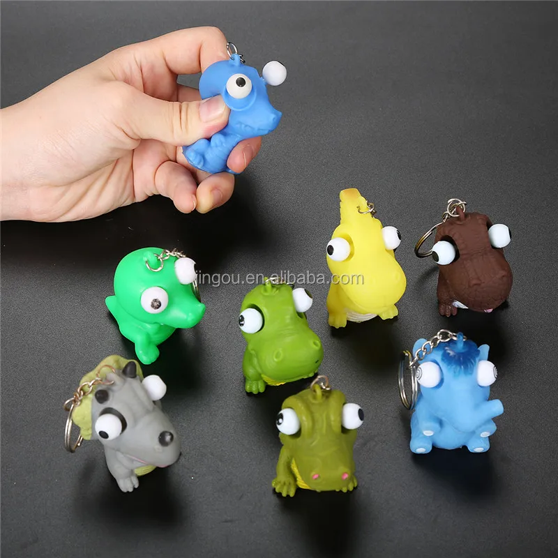 PVC Dinosaur Shape Animals Toys Eyes Pop Out Squeeze Popping Toy For Kids