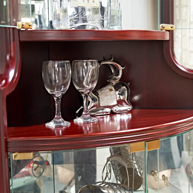 The Best End-Top Antique Corner Display Bar Cabinet Wine Cabinet With Glass Door