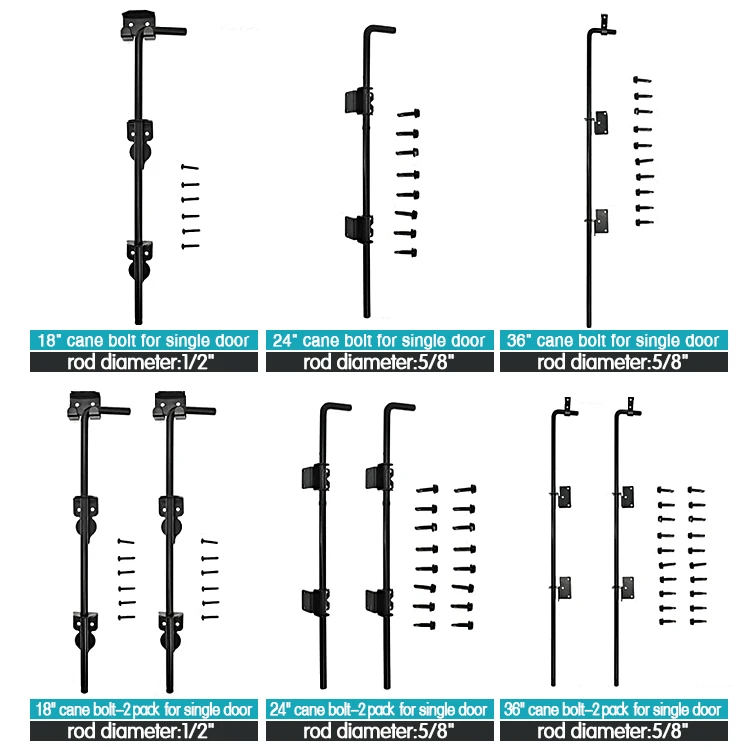 rods metal door 2 pack black door hardware cane bolt heavy duty gate rod steel black pack magnet curtain