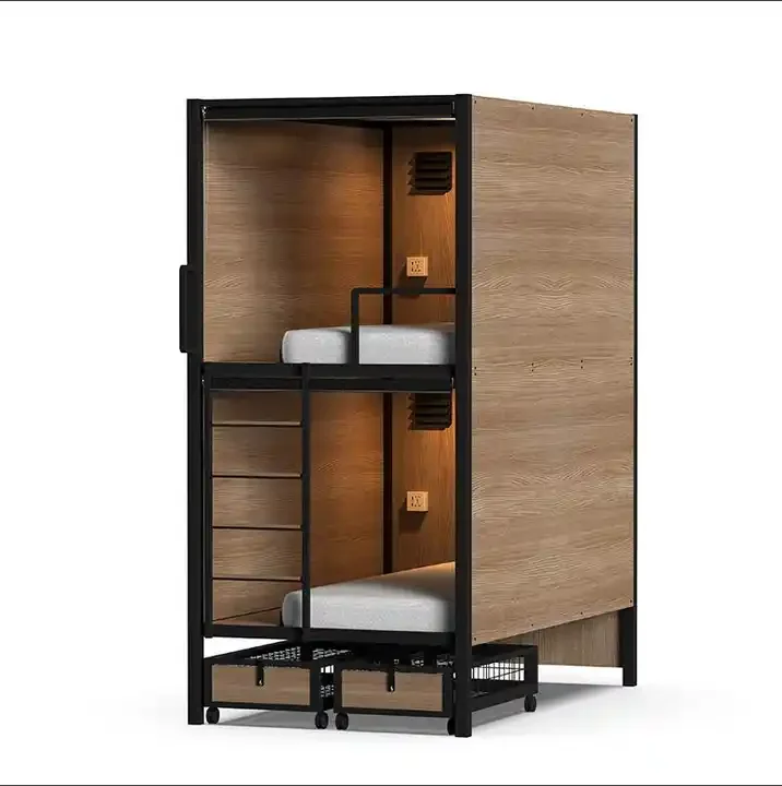 JZD factory direct hotel capsule  bed hostel sleeping pod single size Bunk Bed Capsule Hotel Double Bed
