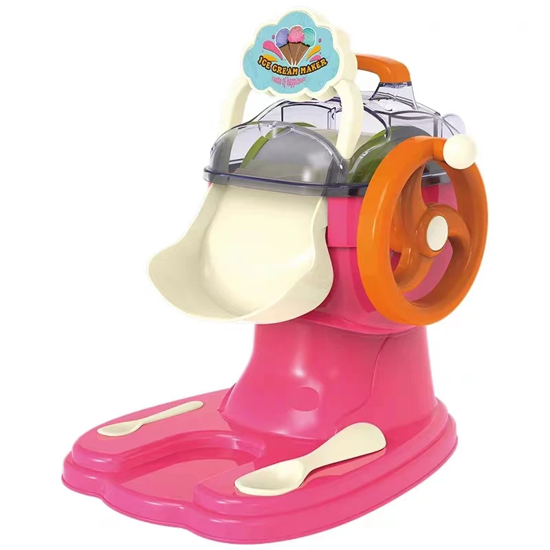 New Arrival Children Pretend to Play Kitchen Toys Game Set DIY Real Ice Cream Machine Game Home Cooking Toys