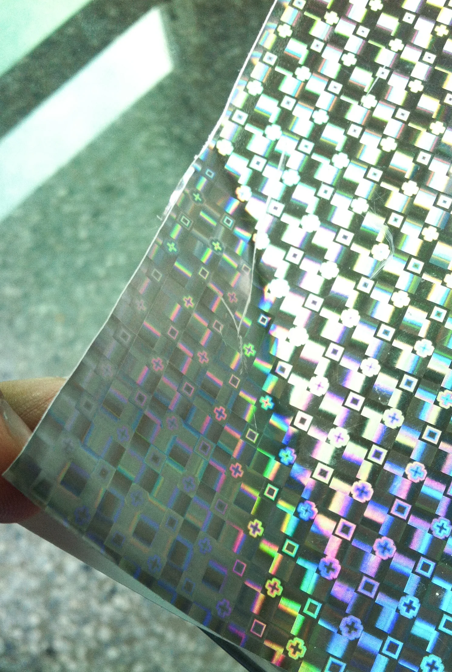 Minrui Rainbow 3D Hologram Easliy Fragile Destructible Vinyl Sticker Paper Self Adhesive Label Paper Roll